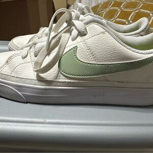 Nike White and Light Green Athletic Shoes